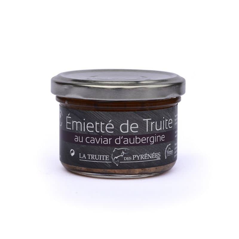 Emietté de truite au caviar d'aubergine